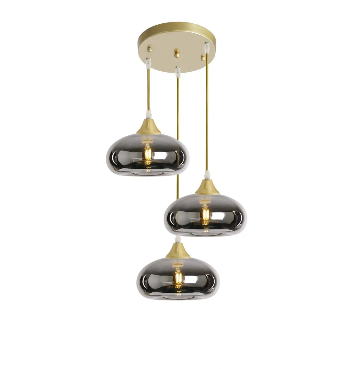 Murano 3 Light Pendant With Mushroom Glass Shades