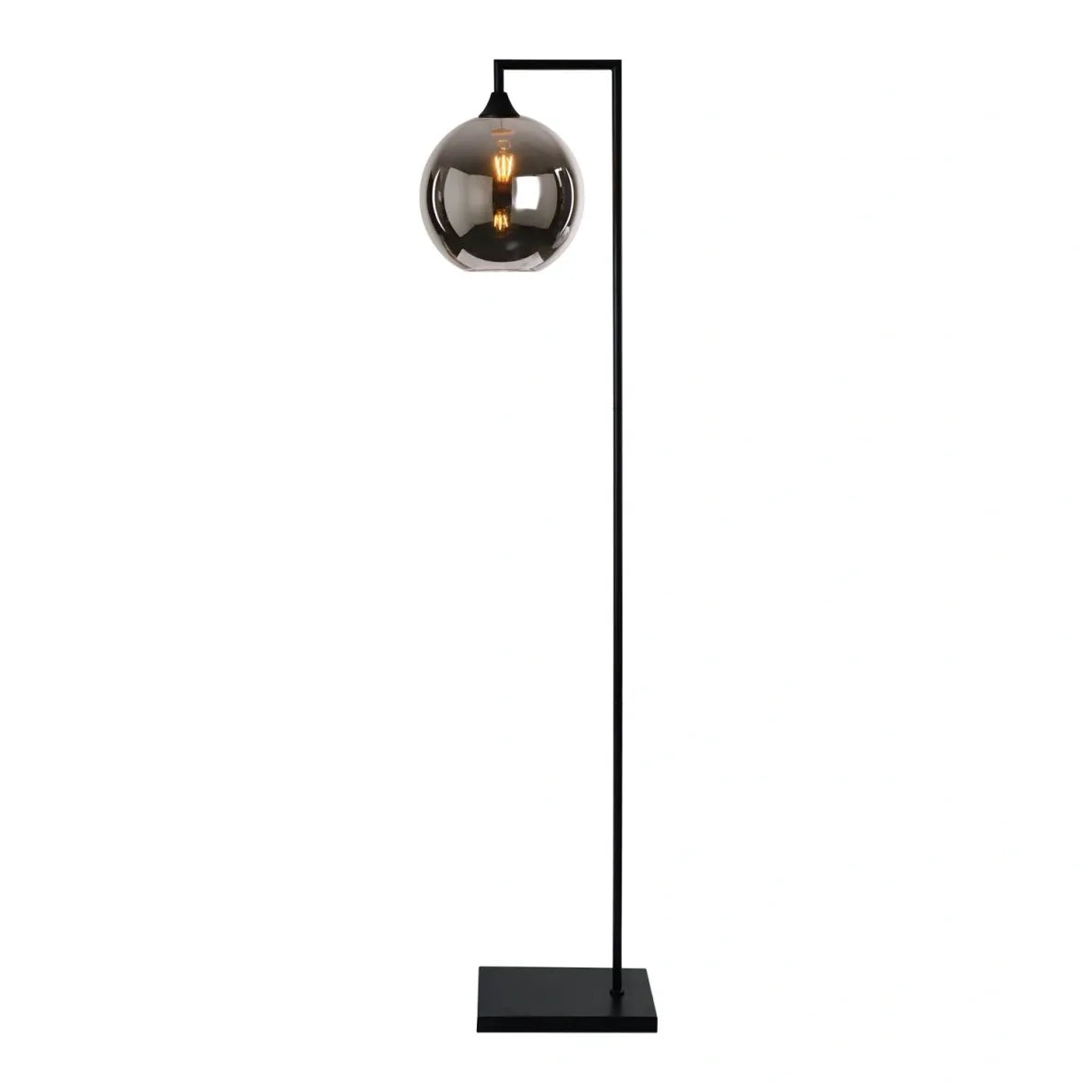 Murano Black Floor Lamp with Globe Glass Shade