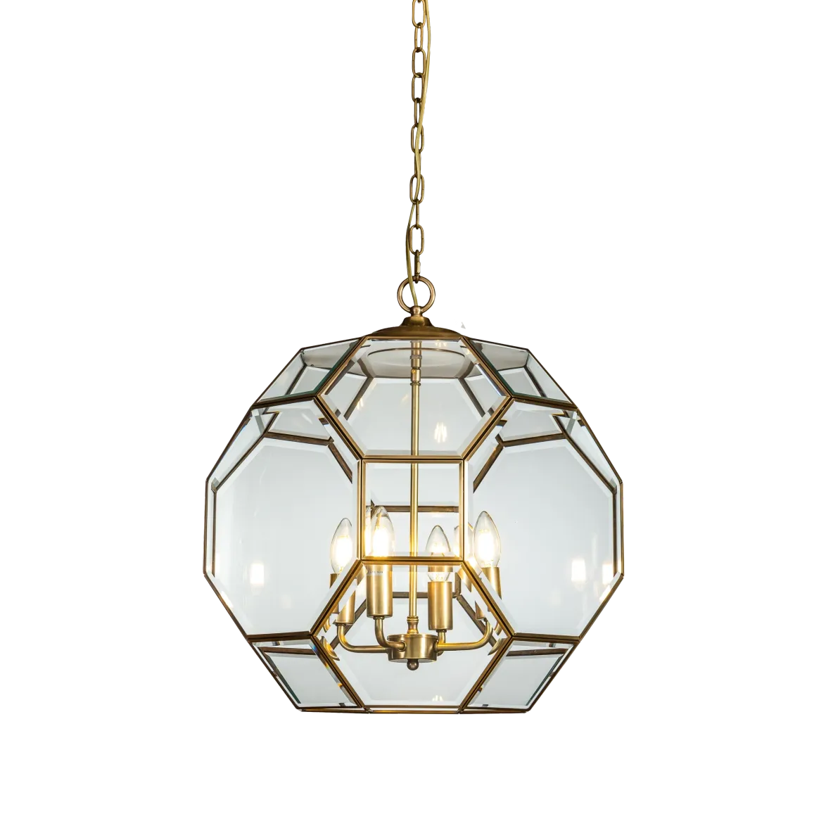 Venice Brass Hexagonal Lantern Large