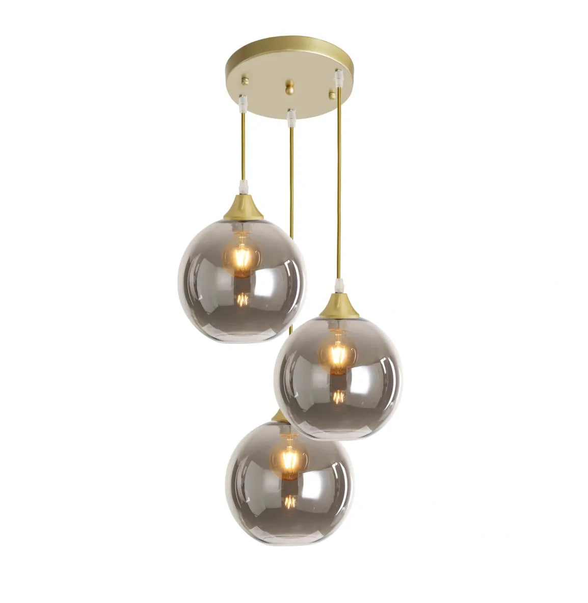 Murano 3 Light Gold Pendant With Globe Glass Shades