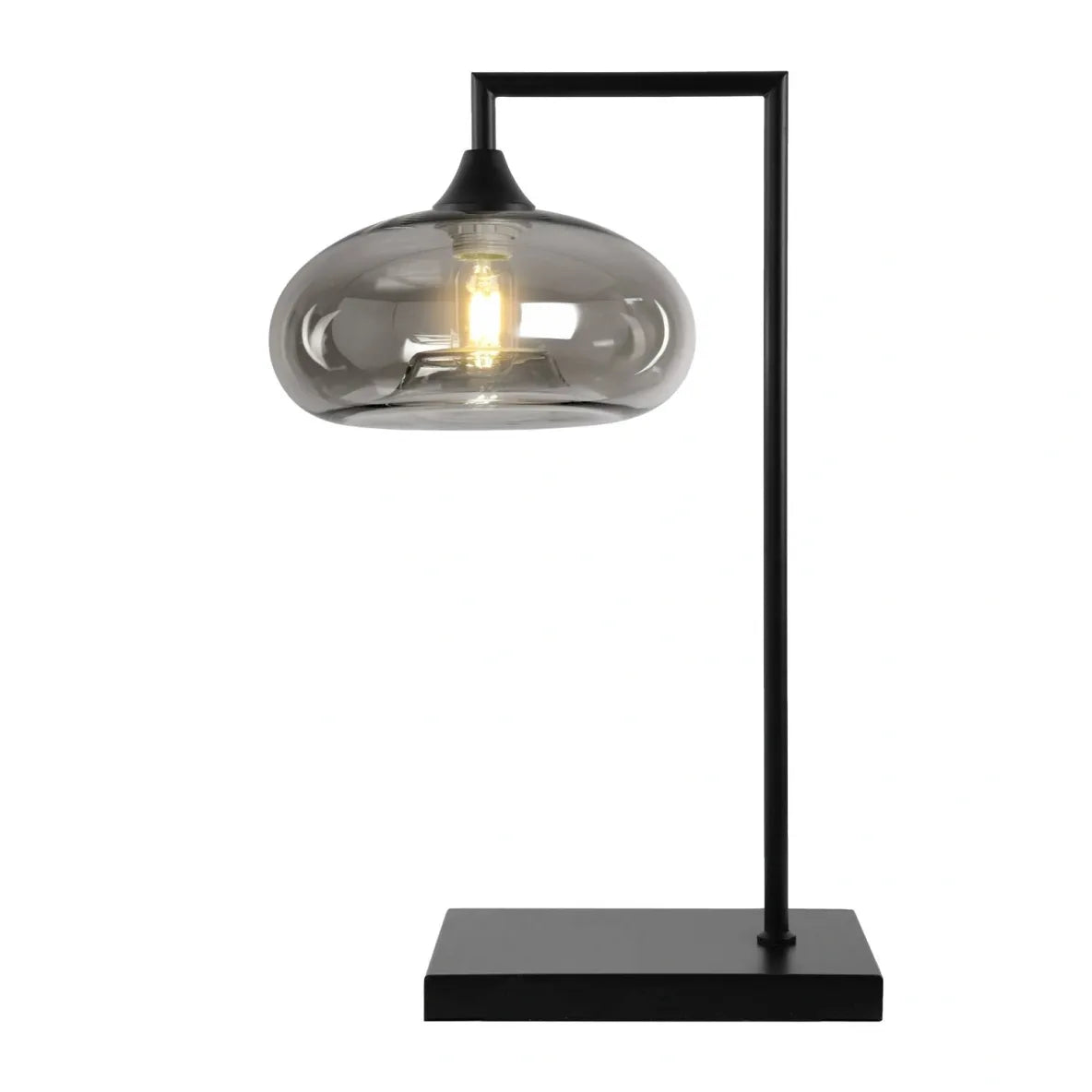 Murano Large Black Table Lamp with Mushroom Glass Shade