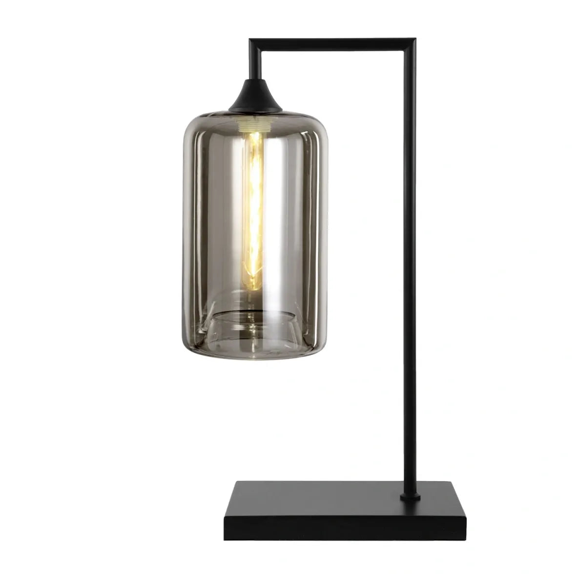 Murano Large Black Table Lamp with Slim Cylinder Glass Shade