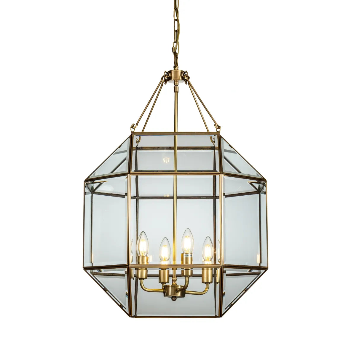 Venice Brass Square and Triangle Lantern Large