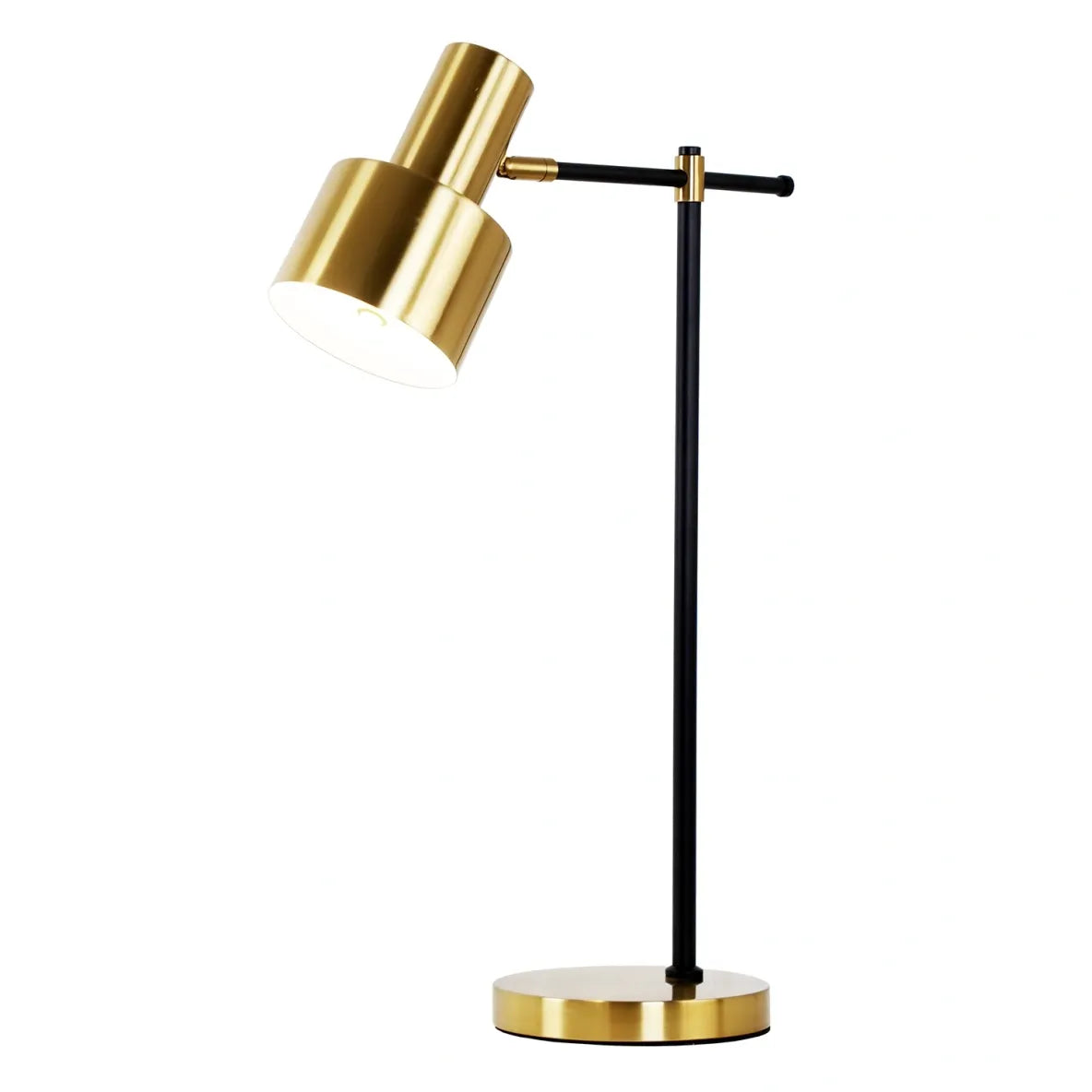 Tall Brass and Black Adjustable Table Lamp