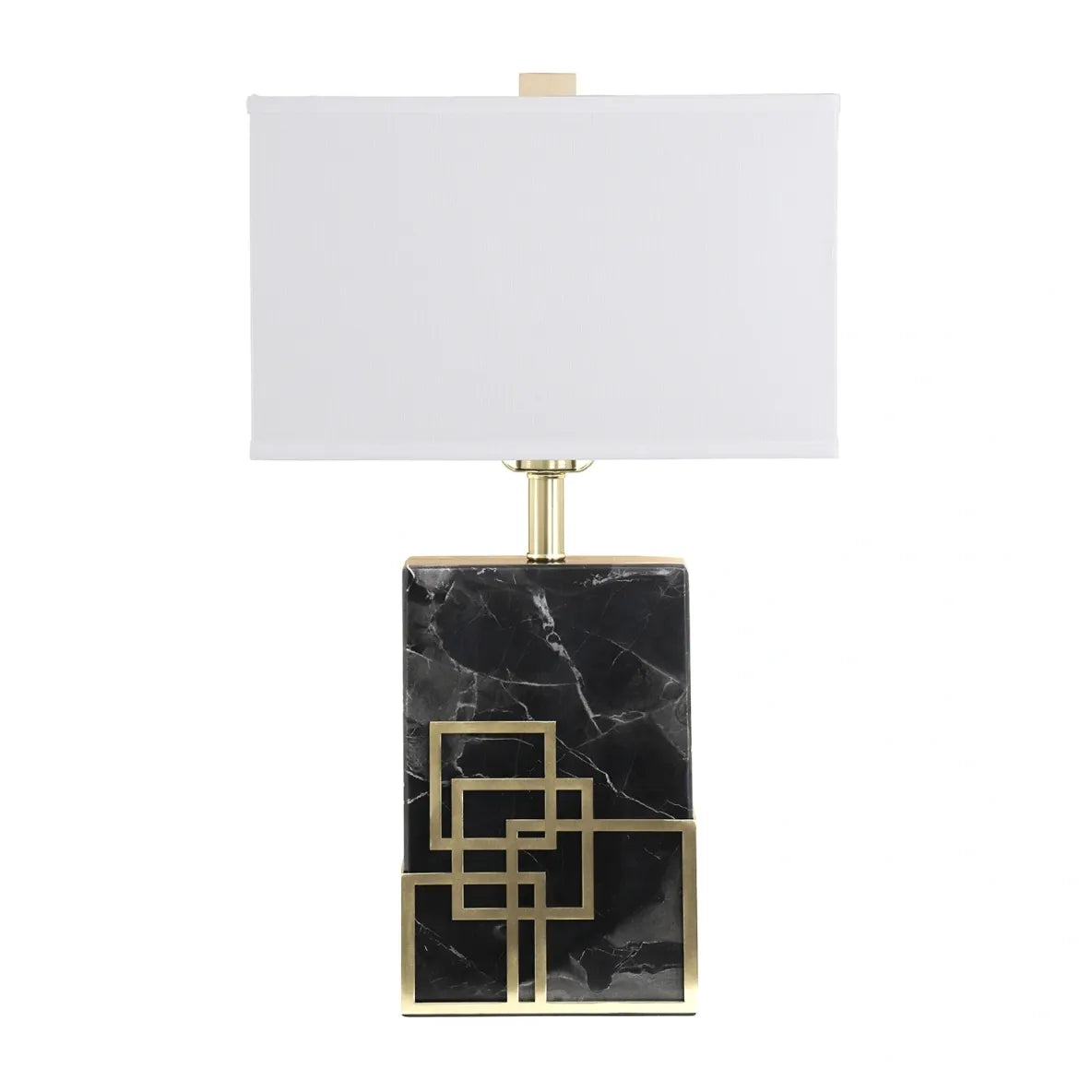 Large Solid Marble Rectangular Table Lamp with Shade