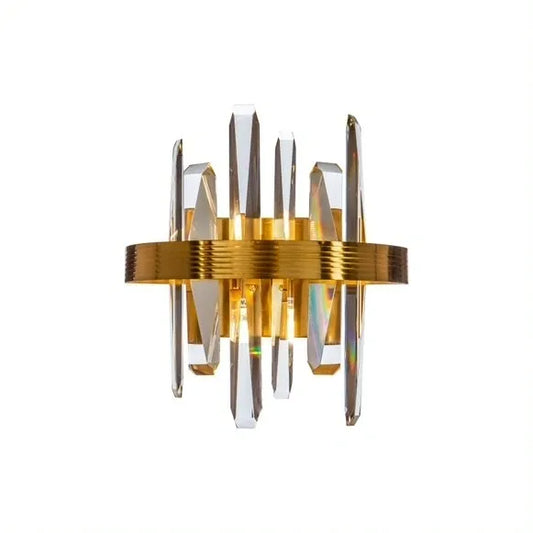 Burano Round Faceted Crystal Wall Light Brass/Gold